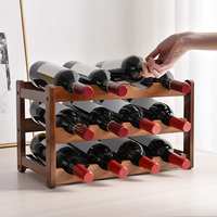 Porte-bouteille de vin en bambou naturel, support mural de rangement sur comptoir, présentoir de vin en bois