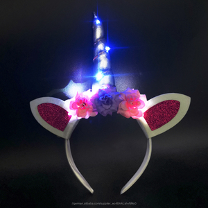 Einhorn partei liefert eingestellt glow in <span class=keywords><strong>the</strong></span> dark haar zubehör licht up LED einhorn stirnband party geschenke - Product Image 4