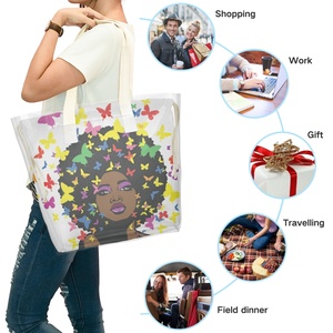 Sac fourre-tout personnalisé avec imprimé de fille africaine noire, sacs en TPU holographiques transparents au laser, sacs de plage, sacs de shopping - Product Image 5