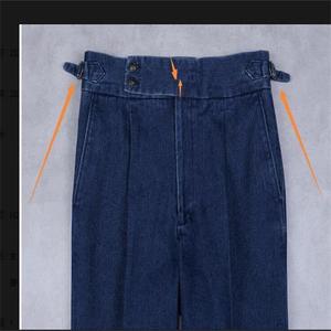 Abiti da <span class=keywords><strong>Uomo</strong></span> in Denim Oxford <span class=keywords><strong>Blu</strong></span> Eleganti Doppiopetto su Misura Abiti Casual Moderni Smoking con Risvolto a Punta <span class=keywords><strong>Blazer</strong></span> Business - Product Image 6