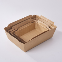 Boîte à lunch et à salade rectangle jetable en papier kraft avec couvercle transparent en PET à emporter