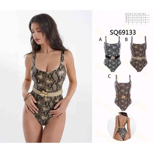 HDJ – maillot de bain une pièce grande taille, imprimé animal, col carré, taille haute, avec ceinture, pour femmes, SQ69133 - Product Image 3
