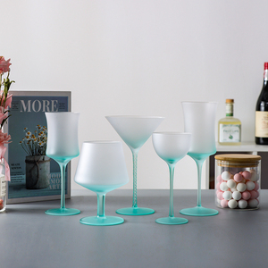 Bar Party Wholesale Vintage Gradient <strong>Mint</strong> Green Wine Glasses Set 145Ml 230Ml 250Ml 300Ml 440Ml for Wine Ice Cream Dessert - Product Image 1