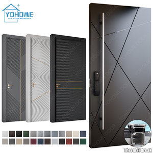 Porte d'entrée extérieure composite antivol de luxe moderne sur mesure pour villa, manoir, appartement, garantie 5 ans Yohome - Product Image 1