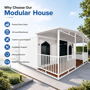 Casa Contenedor Moderna con Porche, Estructura de Acero, Espacio de Vivienda Prefabricado, Diseño Rectangular, Uso en Exteriores - Product Image 1
