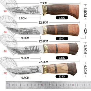 มีดตรงสำหรับใช้งานกลางแจ้ง ด้ามไม้กิ่งซ่า ใช้ในป่า มีดป้องกันตัว พกพาสะดวก มีดผลไม้ มีดทำมือ - Product Image 5