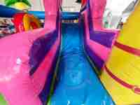 Structure gonflable combinée toboggan tropical personnalisée, usine chinoise, unité de jeu en PVC de qualité commerciale pour les fêtes d'enfants et les événements en plein air