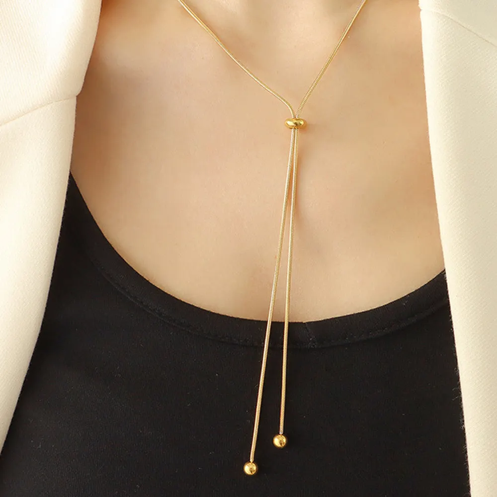 Großhandel Damen minimalistische edelstahl verstellbare Halsketten runde Schlangenkette feine Halsketten Schmuck Gold