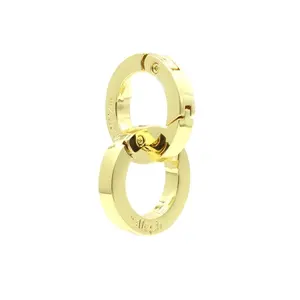 Logo di alta qualità inciso anello piatto lega oro molla anello chiusura