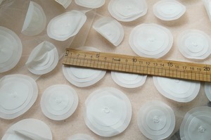 Trắng <span class=keywords><strong>3D</strong></span> Hoa Lưới Thêu Đính Váy Thêu Vải Pháp - Product Image 3