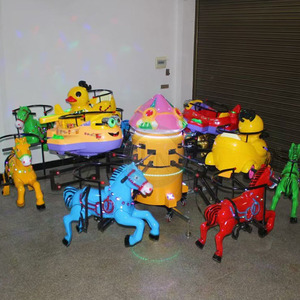 Giostra Girevole per Bambini da Esterno <span class=keywords><strong>con</strong></span> Cavalli e Sedute di Varie Forme Illuminate - Product Image 2