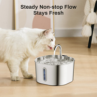 Fontaine à eau pour animaux de compagnie en acier inoxydable de qualité alimentaire 2,2 L, alimentée par USB, distributeur d'eau automatique, adaptateur vendu séparément