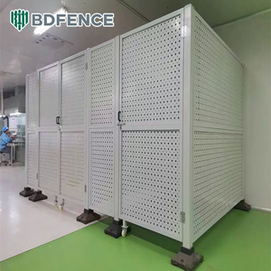 Clôture de sécurité d'atelier personnalisable, cloison industrielle, clôtures perforées, acier à faible teneur <span class=keywords><strong>en</strong></span> carbone galvanisé, anti-rouille, barrière modulaire - Product Image 4