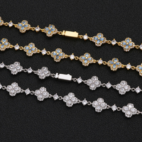 Collier chaîne tennis NUOYA trèfle à quatre feuilles en argent sterling 925, entièrement serti de zircone cubique micro-pavée, bijoux de luxe pour femme