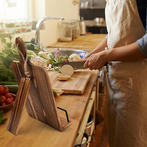 Support de <span class=keywords><strong>livre</strong></span> de recettes en bois pour présentoir de comptoir de <span class=keywords><strong>cuisine</strong></span> support de livres de <span class=keywords><strong>cuisine</strong></span> cadeaux de cuisson avec crochet installer - Product Image 2