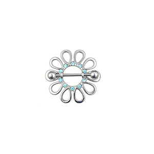 Anillo <span class=keywords><strong>de</strong></span> leche exquisito con diseño <span class=keywords><strong>de</strong></span> flor hueca y diamantes perforados para pezón, joyería <span class=keywords><strong>de</strong></span> moda al por mayor - Product Image 3