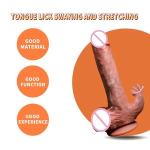 Dildo Realista con Movimiento <span class=keywords><strong>de</strong></span> Empuje, Triple Capa <span class=keywords><strong>de</strong></span> Silicona Líquida, Calentamiento a 42°C, Lengua Vibradora, Control Remoto, Silencioso, Dildo Grande para Mujeres - Product Image 3