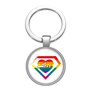 Hoge Kwaliteit Custom Gay Pride Regenboog Vlag Sleutelhanger Metalen Legering Felle Kleur Glazen Koepel Stijlvolle Lesbische Lgbt Pride Sleutelhanger Gay - Product Image 3