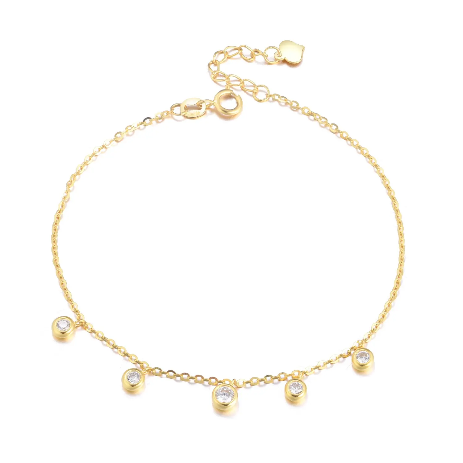 Bijoux fins en or véritable pour femmes, 20 pièces, boule ronde, breloque, en or massif, 14K 18K 24K, Bracelet avec perles en CZ