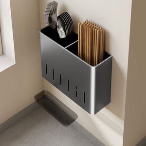 Estante de Almacenamiento para Cocina - Estante para Especias Montado en la Pared con Portacubiertos, Ahorra Espacio y Almacena Condimentos y Utensilios de Cocina - Product Image 3