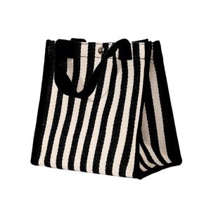 Custom <b>Printed</b> Logo Stripe Pattern Recycled Eco CanvasTote Bag Daily Carrying Bag for Men Women Fabric Material for Advertising - Product Image 2