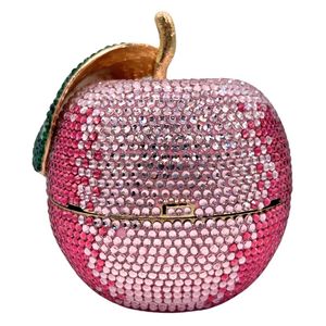 Pochette de soirée mignonne pour femme, motif pomme, avec strass brillants, sac à main pour soirée et fête, avec chaîne amovible - Product Image 4