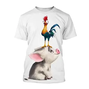 Fitspi Hot Sale Chicken Art 3d Printing Men's Short Sleeved T-shirt Casual Fashion Animal Harajuku Style Printed Street Top