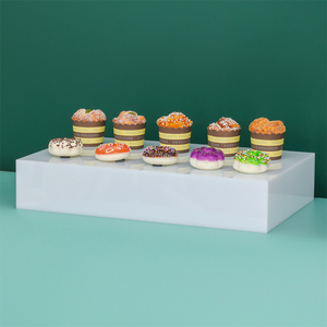 Équipements de restauration, ensemble de 3 présentoirs de nourriture blancs carrés, décoration de fête de mariage, présentoir de cupcakes en acrylique - Product Image 5