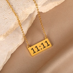 Collar con Número de Ángel en Acero Inoxidable, Chapado en Oro, Diseño Geométrico Múltiple, Colgante de la Suerte 1111, Joyería con Cadena para Mujer - Product Image 3