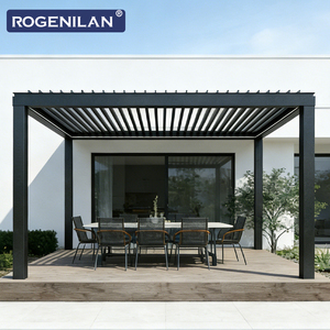 Pergola bioclimatique extérieure en aluminium imperméable à l'eau avec <span class=keywords><strong>toit</strong></span> à lamelles réglables électriquement Rogenilan pour jardin et <span class=keywords><strong>terrasse</strong></span> - Product Image 1