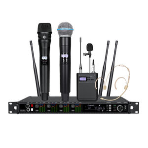 AD4Q 4 Channel UHF 512-937mhz Professional <b>Wireless</b> Lavalier/Headset Microphone Studio Microphone for <b>Wireless</b> Microphones KSM8 - Product Image 1