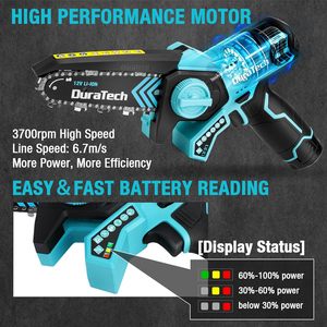 Mini tronçonneuse sans fil 12V, batterie lithium-ion, utilisation à une main, portable, pour la coupe des branches d'arbres dans le jardin - Product Image 2