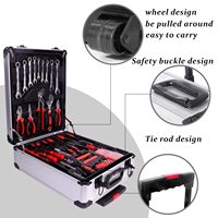 Coffret d'Outils Complet en Aluminium sur Roulettes Argenté pour la Maison – Kit d'Outils à Main Essentiel pour Projets de Bricolage et Cadeau Idéal