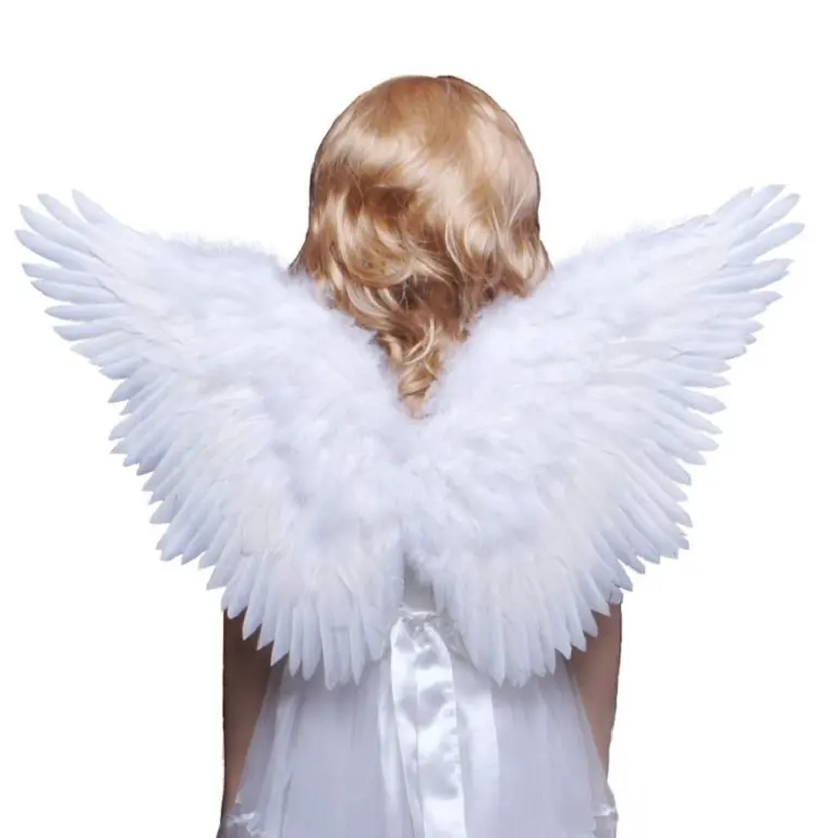 Pena branca Asas de Anjo para o Natal Festa Cosplay, Estilo Borboleta Traje Asas De Anjo de Penas Branco das Crianças/