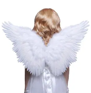 White Feather Angel Wings for Xmas Party Cosplay, Children's White Butterfly Style Costume Feather Angel Wings/