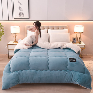 Edredon Guatear Hiver Épais Taille King Queen Vente Chaude Ins Populaire <span class=keywords><strong>Couette</strong></span> en Cachemire d'Agneau <span class=keywords><strong>Couette</strong></span> Chaude et Confortable pour Lit - Product Image 2