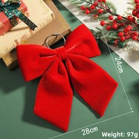Nœuds de Noël suspendus surdimensionnés en polyester modernes - Nœuds en velours rouge et tweed à carreaux pour décoration d'arbre, de porte ou de cadeau (Vente en gros)