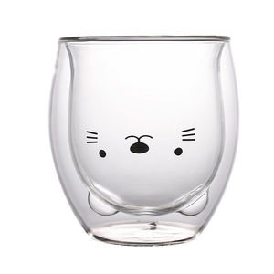 Tazza in Vetro a Doppia Parete con Design a Orecchie di Gatto, Resistente al Calore, per Caffè e Tè, Idea Regalo per <span class=keywords><strong>Casa</strong></span> e Ufficio - Product Image 1