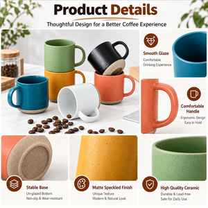 Kingze Logo personalizzato maculato gres <span class=keywords><strong>tazza</strong></span> da tè 360ml latte per la colazione acqua tazze da caffè in ceramica da 12 once - Product Image 3