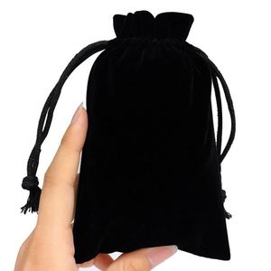 High Quality Velvet Jewellery Pouches Black Color Velvet Gift Bags With Ribbon Reusable Velvet Gift Bag for Packing - Product Image 4