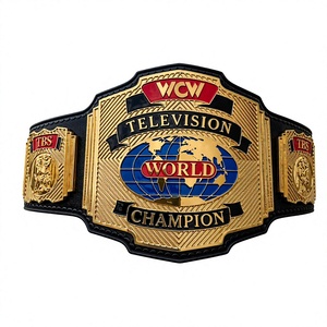 Aero Faster Impex for <b>Belt</b> <b>Red</b> Gold Plated Alloy Buckle Rhinestone Decorated Boxing Wrestling MMA Taekwondo Judo 4cm Width - Product Image 3