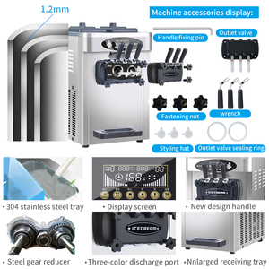 MK-618SCTB 220V 50Hz ba hương vị thương mại tự động nhà bếp mềm phục vụ máy làm kem nhà hàng - Product Image 4