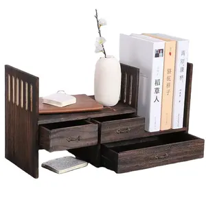 Prateleira de madeira maciça desktop, mini mesa do estudante estante, bay window armazenamento estante combinação