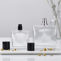 Botol Parfum Kaca Bening Persegi Mewah ALKA 50ml & 100ml dengan Semprotan Pompa Hitam