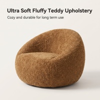 Fauteuil d'appoint en tissu Teddy, canapé individuel rond, fauteuil de détente doux et moelleux en Teddy pour le salon et la décoration intérieure
