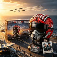 Ornement de bureau artistique en briques assemblées à la main, casque de pilote aérien sur le thème de l'aérospatiale