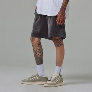 Pantalones Cortos Deportivos Gruesos con Logotipo Personalizado Bordado, Estilo Vintage, de Poliéster y Algodón, Felpa Francesa, Lavado Ácido, Efecto Desteñido por el Sol - Product Image 4