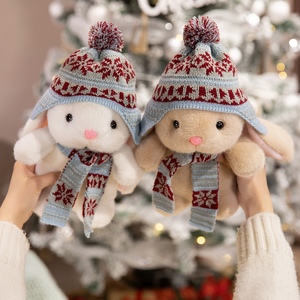Simpatico Peluche Invernale a Forma di <span class=keywords><strong>Coniglio</strong></span>, Morbido e Soffice Pupazzo con Orecchie Cadenti, Cappello Lavorato a Maglia e Sciarpa, Regalo di Natale per Bambini - Product Image 3