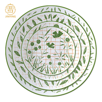Service de vaisselle en porcelaine fine à motif feuilles vertes écologiques pour mariages, fêtes et locations
