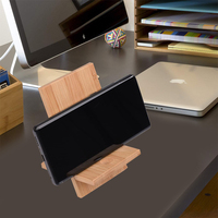 Support pour téléphone portable Organisateur de bureau Station de charge Compatible Tablettes Bois de bambou Portable Angle réglable